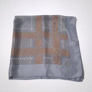 Satin Square Scarf Basket Weave Plaid Gray Orange Industrial Comtemporary